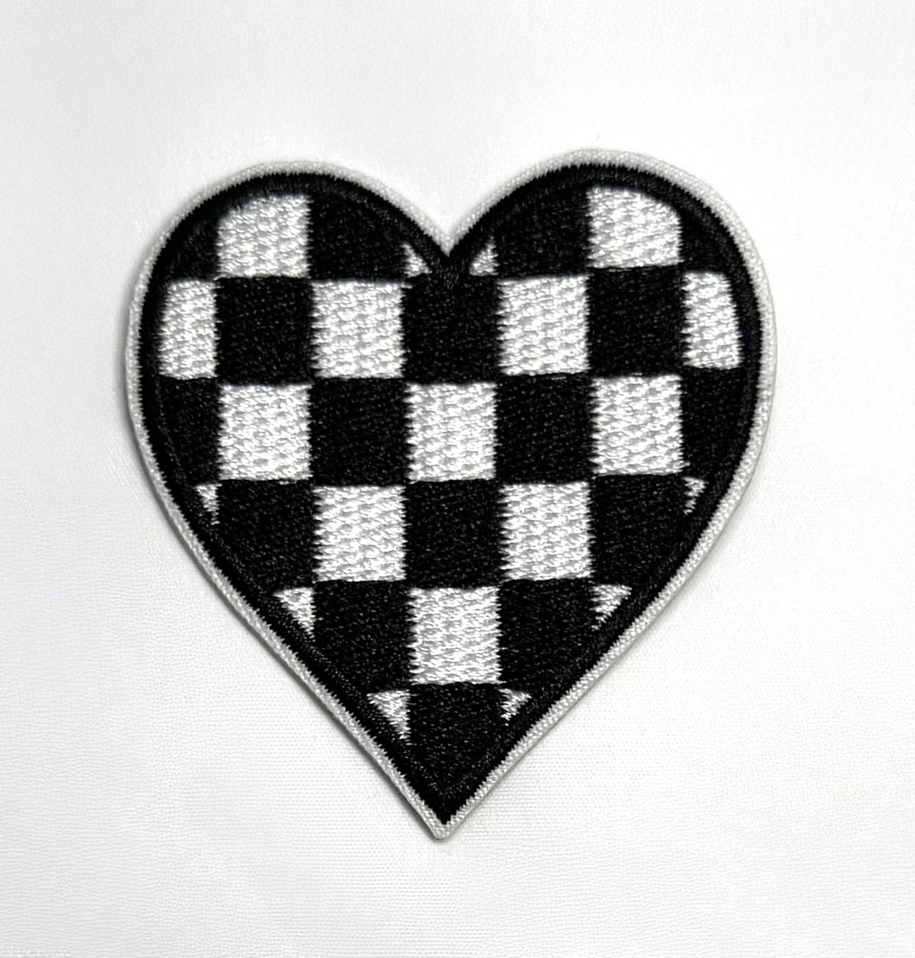 Checkered Heart Embroidered Patch