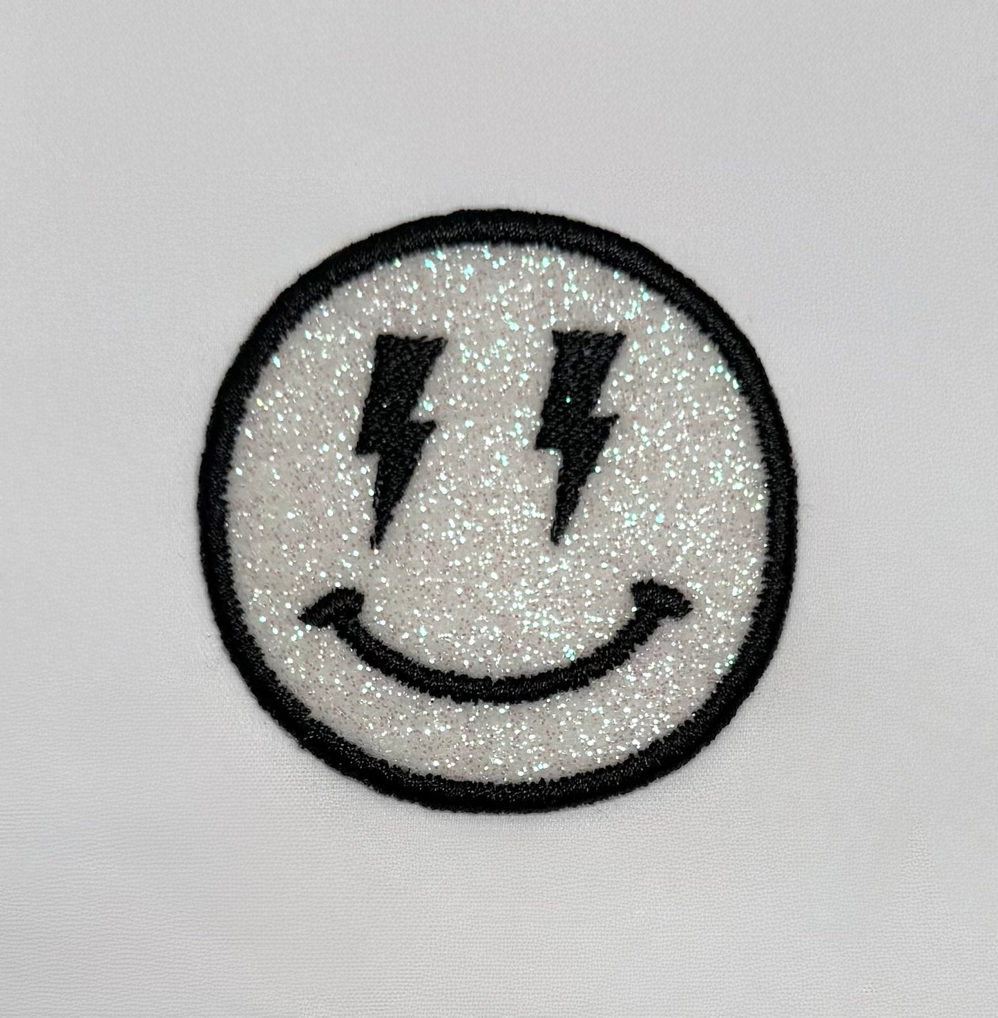 Glittler Lightning Smiley Embroidered Patch