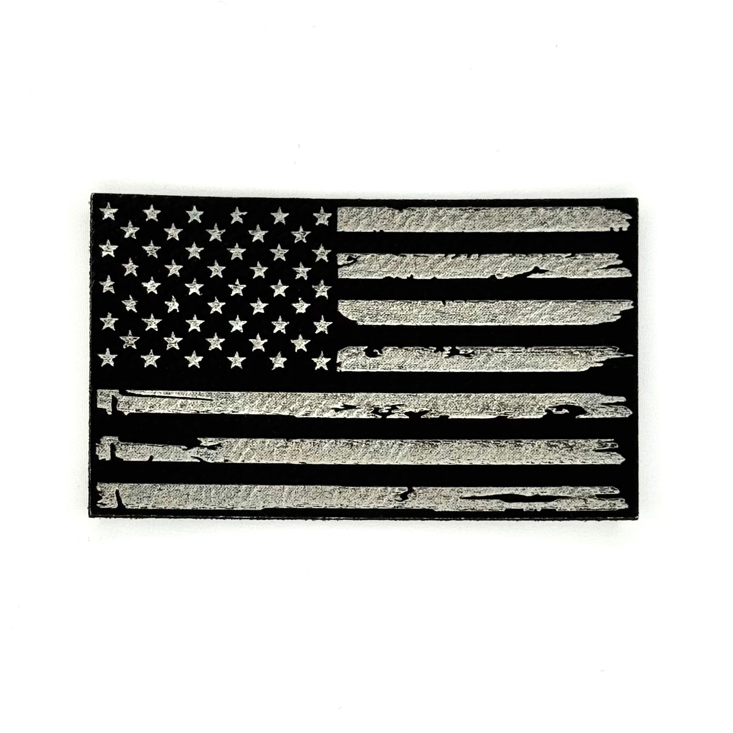 Silver & Black American Flag Leatherette Patch