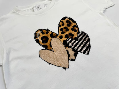 Leopard Heart Trio Youth Tee