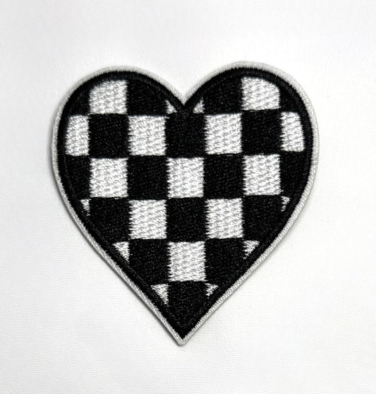 Checkered Heart Embroidered Patch