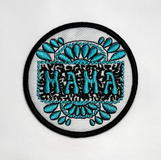 Turquoise Mama Embroidered Patch