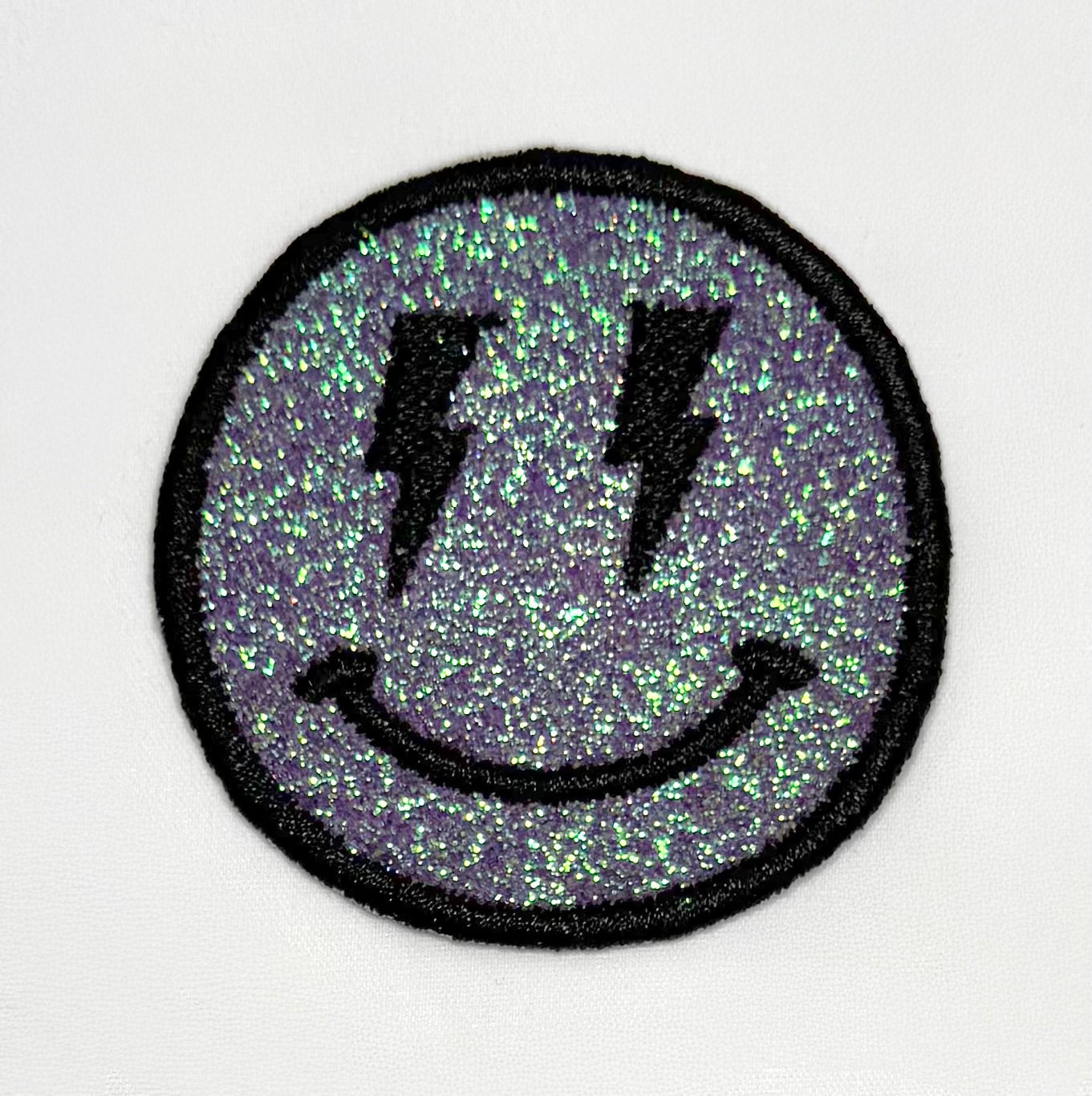 Glittler Lightning Smiley Embroidered Patch