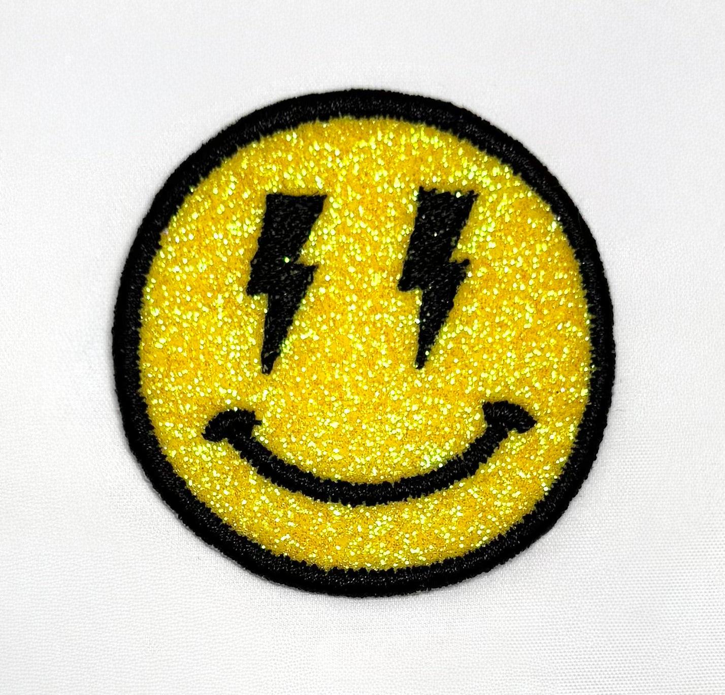 Glittler Lightning Smiley Embroidered Patch