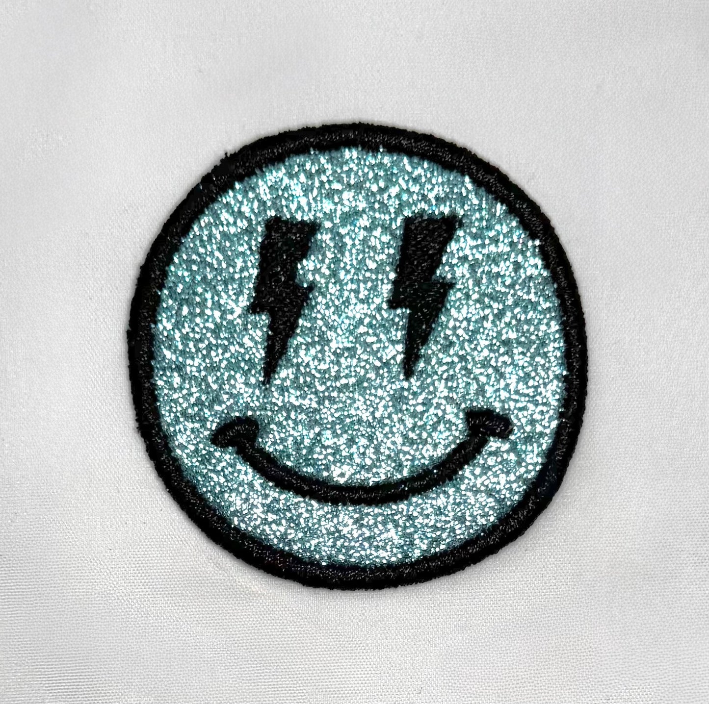 Glittler Lightning Smiley Embroidered Patch