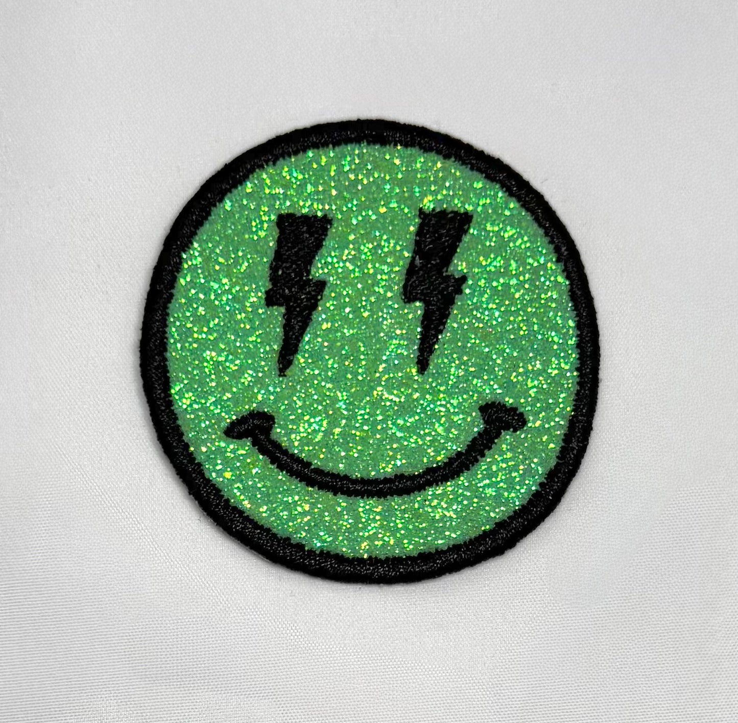 Glittler Lightning Smiley Embroidered Patch
