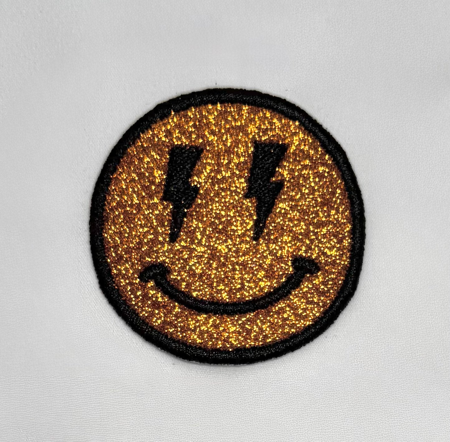 Glittler Lightning Smiley Embroidered Patch