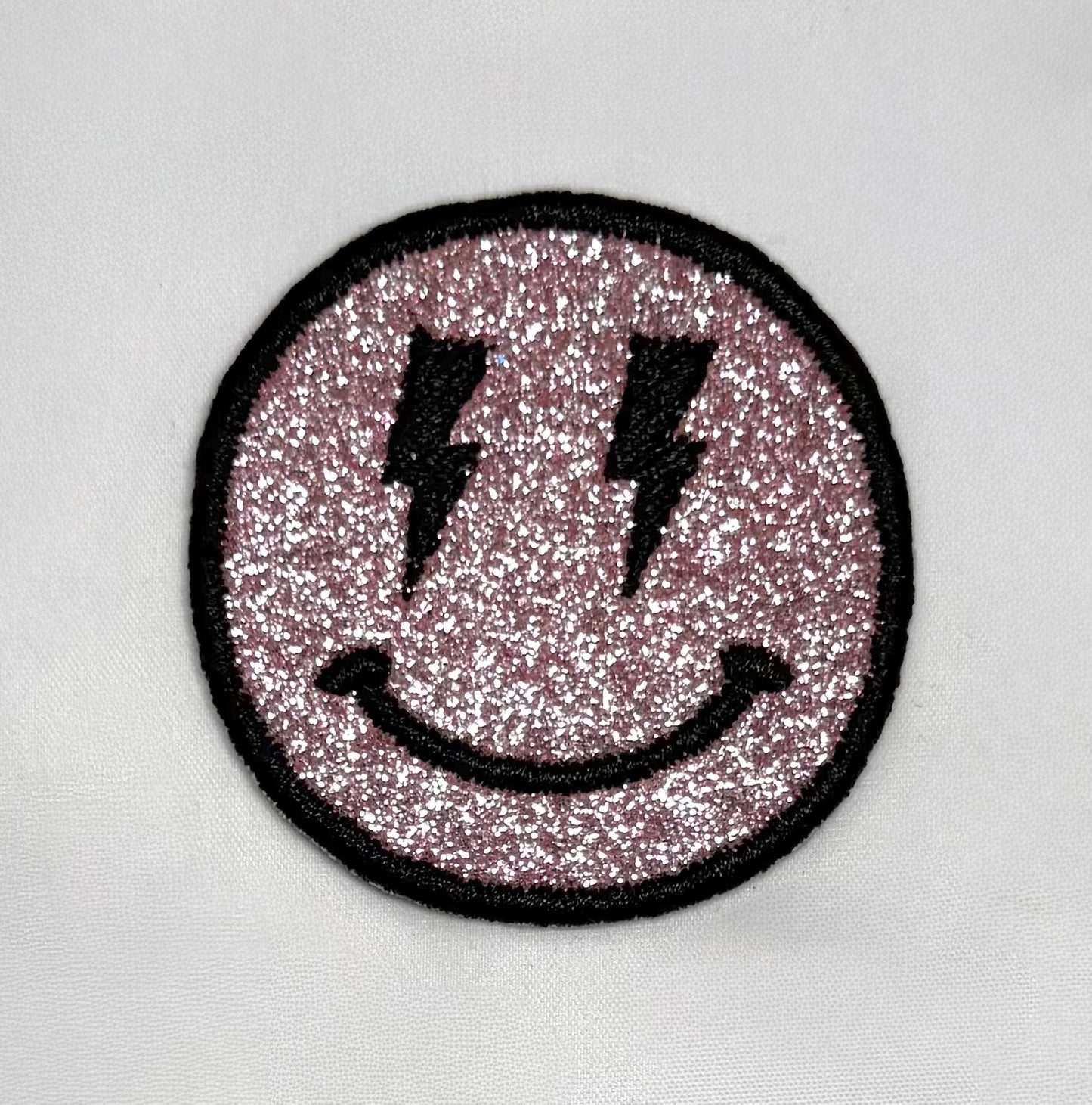 Glittler Lightning Smiley Embroidered Patch