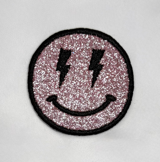 Glittler Lightning Smiley Embroidered Patch