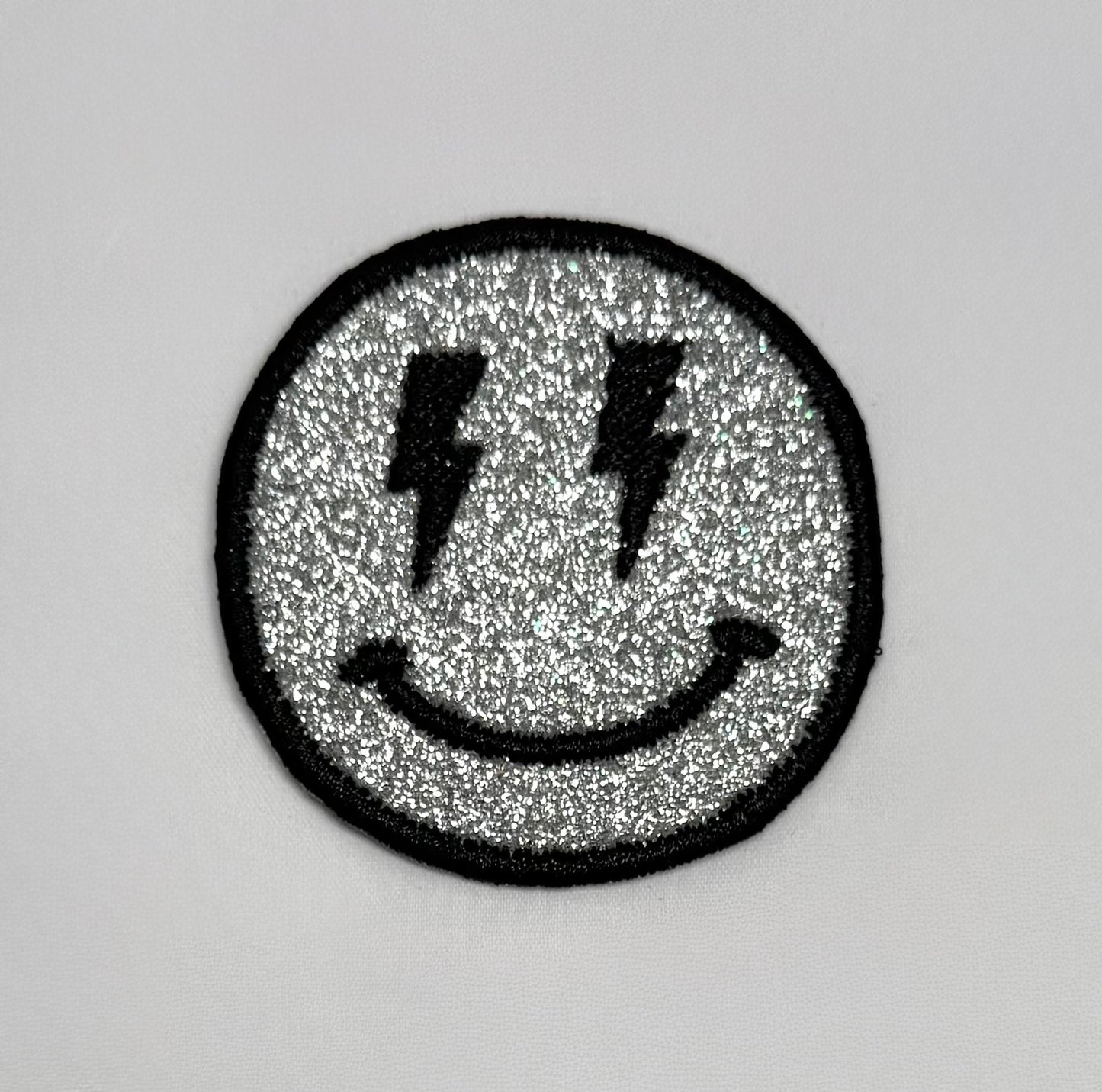 Glittler Lightning Smiley Embroidered Patch